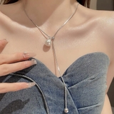 シルバー系その他 | パール メタルループタイネックレス Yシェイプ | インナーショップDiamondHearts