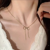  シンプル リボン ネックレス 蝶々結び シルバー華奢 韓国 韓国ファッション | インナーショップDiamondHearts  | 詳細画像6 