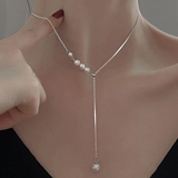 シルバー | Y字パールネックレス Y字ネックレス パール | インナーショップDiamondHearts