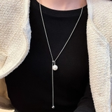 パール ループタイ ネックレス シルバー ゴールド 韓国 韓国ファッション | インナーショップDiamondHearts | 詳細画像1