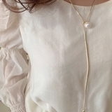 パール ループタイ ネックレス シルバー ゴールド 韓国 韓国ファッション | インナーショップDiamondHearts | 詳細画像5