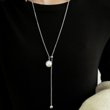 パール ループタイ ネックレス シルバー ゴールド 韓国 韓国ファッション | インナーショップDiamondHearts | 詳細画像9