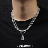 スクエアプレート ダブルチェーンネックレス シルバー | インナーショップDiamondHearts  | 詳細画像3 