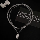 スクエアプレート ダブルチェーンネックレス シルバー | インナーショップDiamondHearts  | 詳細画像6 