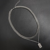 スクエアプレート ダブルチェーンネックレス シルバー | インナーショップDiamondHearts  | 詳細画像8 