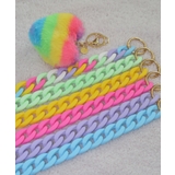 Rainbow Heart Charm & Chain Wrist Strap | earyear | 詳細画像1 