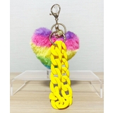 イエロー | Rainbow Heart Charm & Chain Wrist Strap | earyear