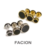 片耳ラウンドチタン製スタッドピアス シルバー ゴールド | FACION | 詳細画像1 