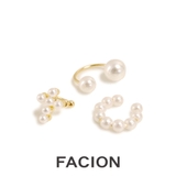 片耳重ね付けパール軟骨イヤーカフ3点セット ノンホールピアス イヤリング | FACION | 詳細画像1 