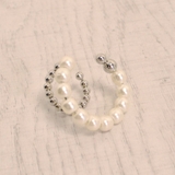 片耳用パールメタルダブルリングイヤーカフ ノンホールピアス イヤリング | FACION | 詳細画像5 