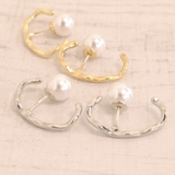 イヤーカフ風変形メタルラインピアス シルバー ゴールド | FACION | 詳細画像1 