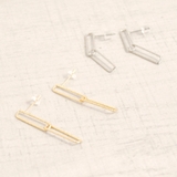 スリムスクエアチェーンメタルピアス プチプラシルバーゴールドインスタ | FACION | 詳細画像1