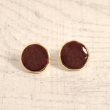 ボルドー | エナメルラウンドプレートピアス プチプラシルバーゴールドインスタ | FACION