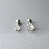 シルバー 4mm | ステンレスCZバーベルボディピアス 軟骨ピアス 片耳用 | FACION