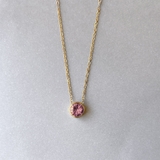 ピンク＊ゴールド | ラウンドストーンステンレスネックレス サージカルステンレス ペンダント | FACION