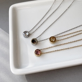 ラウンドストーンステンレスネックレス サージカルステンレス ペンダント | FACION | 詳細画像5 