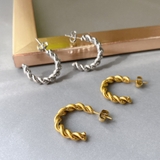 C型ツイストフープステンレスピアス シルバーゴールドサージカルステンレス | FACION | 詳細画像1