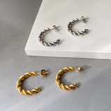 C型ツイストフープステンレスピアス シルバーゴールドサージカルステンレス | FACION | 詳細画像2