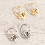 クロススリーリングメタルピアス シルバーゴールドレディースフープ | FACION | 詳細画像1