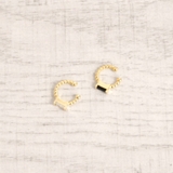 片耳用 スクエアストーンイヤーカフ 軟骨ピアスシルバーゴールド | FACION | 詳細画像2 