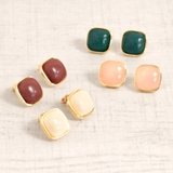 スクエアジュエルカラーピアス  プチプラシルバーゴールド春夏インスタ | FACION | 詳細画像1