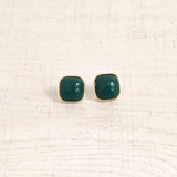 グリーン | スクエアジュエルカラーピアス  プチプラシルバーゴールド春夏インスタ | FACION