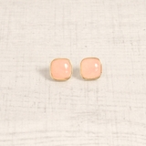 ライトピンク | スクエアジュエルカラーピアス  プチプラシルバーゴールド春夏インスタ | FACION