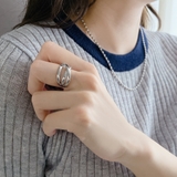 ボリュームクロスラインステンレスメタルリング 金属アレルギー つけっぱなし | FACION | 詳細画像6