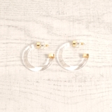40mm | C型クリアフープピアス 透明シンプル春夏トレンドインスタ | FACION