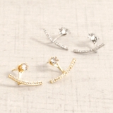 ストーン付カーブライン2WAYピアス シルバーゴールドレディースインスタ | FACION | 詳細画像1 