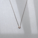シルバー | 一粒ラウンドストーンステンレスネックレス レディース サージカルステンレス316… | FACION