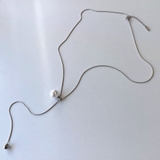 シルバー | パール付Y字ステンレスロングネックレス サージカルステンレス316Lラリエット | FACION