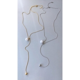 パール付Y字ステンレスロングネックレス サージカルステンレス316Lラリエット | FACION | 詳細画像5