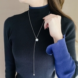 パール付Y字ステンレスロングネックレス サージカルステンレス316Lラリエット | FACION | 詳細画像6