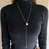 パール付Y字ステンレスロングネックレス サージカルステンレス316Lラリエット | FACION | 詳細画像9