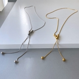 Y字ボールステンレスロングネックレス サージカルステンレス316Lラリエット | FACION | 詳細画像2 