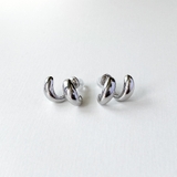 シルバー | 2WAYプランプダブルメタルフープピアス   シルバーゴールド レディース | FACION