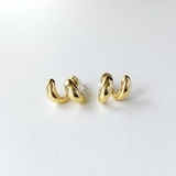 ゴールド | 2WAYプランプダブルメタルフープピアス   シルバーゴールド レディース | FACION