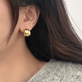 幅広ロールメタルフープピアス 変形シルバーゴールド レディース | FACION | 詳細画像5