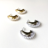 ムーンパールラインフープピアス レディースシルバーゴールド入学式結婚式 | FACION | 詳細画像1