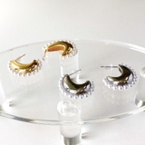 ムーンパールラインフープピアス レディースシルバーゴールド入学式結婚式 | FACION | 詳細画像2