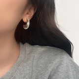 ムーンパールラインフープピアス レディースシルバーゴールド入学式結婚式 | FACION | 詳細画像5