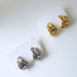 大振りレイヤードラインフープピアス 幅広シルバーゴールド大きめレディース | FACION | 詳細画像2 