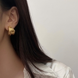 大振りレイヤードラインフープピアス 幅広シルバーゴールド大きめレディース | FACION | 詳細画像6 