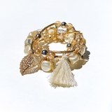 ホワイト | ボヘミアンビーズブレスレット4本セット 夏 アジアン | FACION