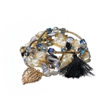 ブラック | ボヘミアンビーズブレスレット4本セット 夏 アジアン | FACION