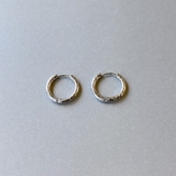 シルバー | スクラッチカットステンレスフープピアス 中折れ ワンタッチ 開閉式 | FACION