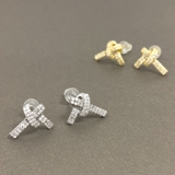 ジルコニアストーン付リボンピアス  レディースノット結び | FACION | 詳細画像1 