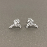 シルバー | ジルコニアストーン付リボンピアス  レディースノット結び | FACION