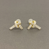 ゴールド | ジルコニアストーン付リボンピアス  レディースノット結び | FACION